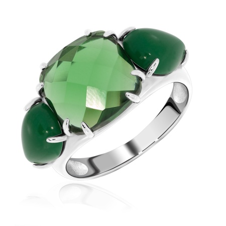 Купить оптом кольцо из серебра с ситаллом и нефритами 1340351186-60 от Krasnoe