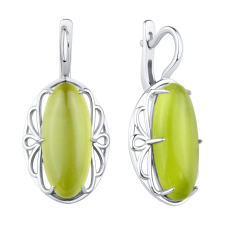 Купить оптом серьги из серебра с кошачий глазами 2340265791-57 от Krasnoe