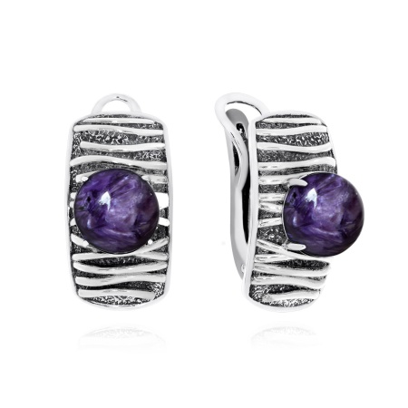 Купить оптом серьги из серебра с чароитами 2310461752 от Krasnoe