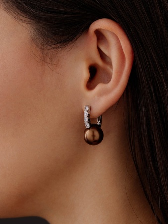 Купить оптом серьги из серебра с жемчугами и фианитами 2340241576-42 от Krasnoe