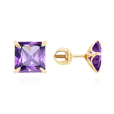 Купить оптом пусеты из серебра с аметистами 2320061223 от Krasnoe