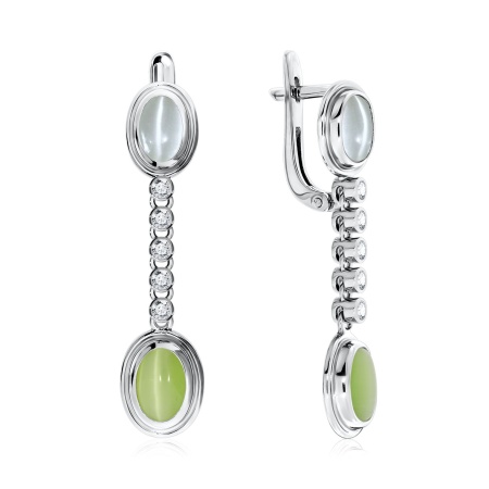 Купить оптом серьги из серебра с кошачий глазами и фианитами 2340260377л-К1 от Krasnoe