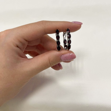 Купить оптом серьги из серебра с гранатами 2340151182 от Krasnoe