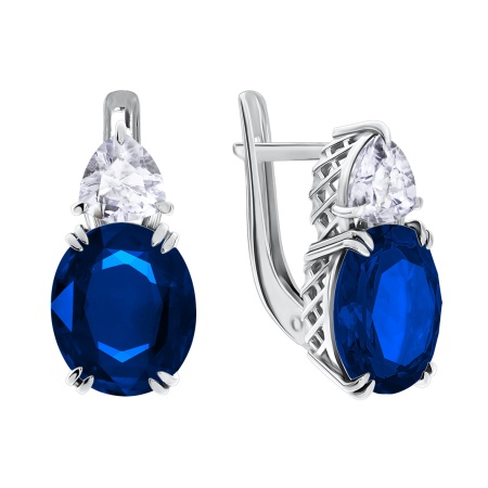 Купить оптом серьги из серебра с фианитами и нанокристаллами 2340880223-80 от Krasnoe