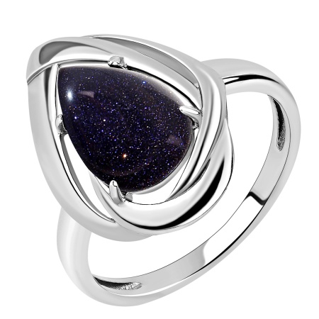 Купить оптом кольцо из серебра с синтетическим авантюрином 1340365151 от Krasnoe