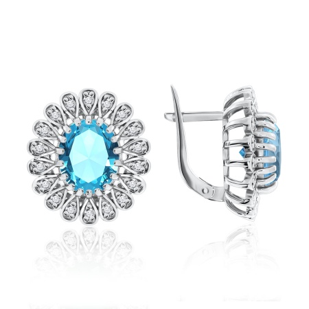 Купить оптом серьги из серебра с кварцами и фианитами 2340180251-73 от Krasnoe