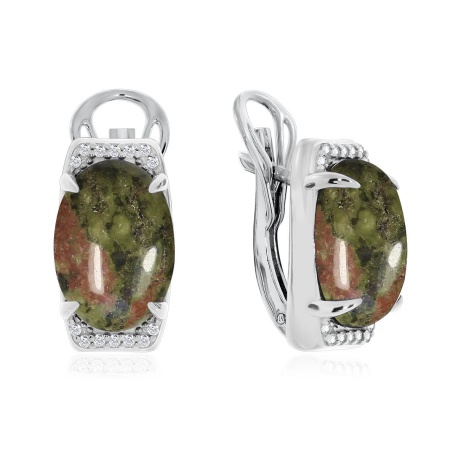 Купить оптом серьги из серебра с яшмой и фианитами 2340300965л от Krasnoe