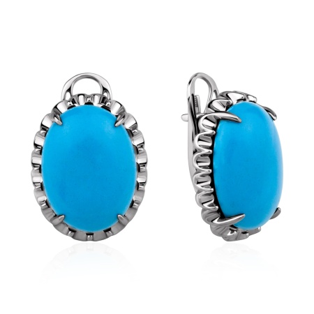Купить оптом серьги из серебра с бирюзой 2340Б26312 от Krasnoe