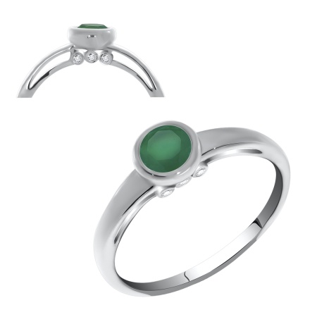 Купить оптом кольцо из серебра с агатом и фианитами 1340390258л-60 от Krasnoe