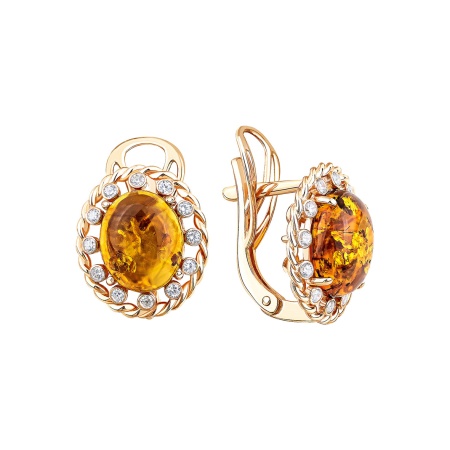 Купить оптом серьги из серебра с янтарём и фианитами 2320480973л от Krasnoe