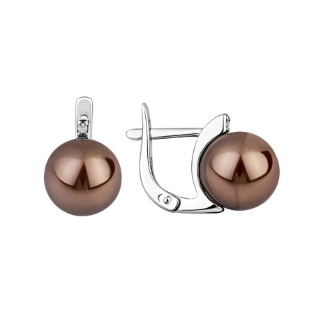 Купить оптом серьги из серебра с жемчугами и фианитами 2340244322л-42 от Krasnoe