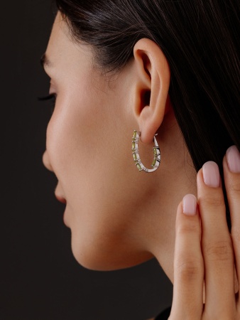 Купить оптом серьги из серебра с хризолитами 2340131182 от Krasnoe