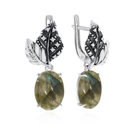 Купить оптом серьги из серебра с лабрадоритами и фианитами 2310Л02267 от Krasnoe