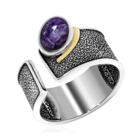 Купить оптом кольцо из серебра с чароитом 1317462398 от Krasnoe