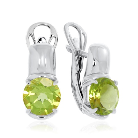 Купить оптом серьги из серебра с хризолитами 2340131117 от Krasnoe