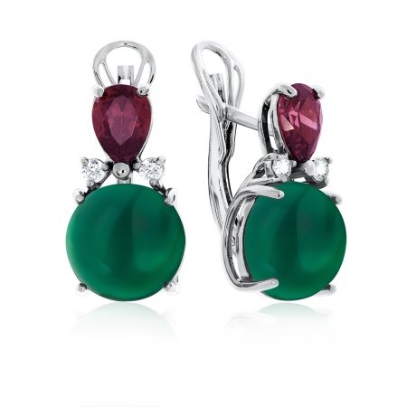 Купить оптом серьги из серебра с агатами и фианитами 2340390935-33 от Krasnoe