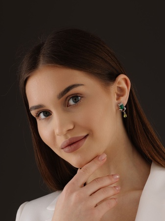 Купить оптом серьги из серебра с агатами, ситаллами и фианитами 2340392662л-60 от Krasnoe