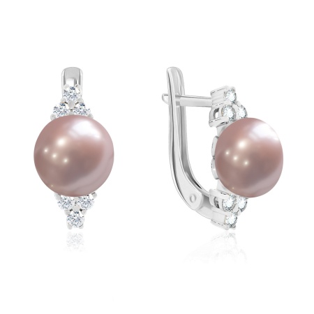 Купить оптом серьги из серебра с жемчугами и фианитами 2340050802л-30 от Krasnoe