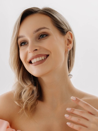 Купить оптом серьги из серебра с жемчугами, ситаллами и фианитами 2340240840л от Krasnoe