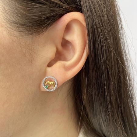 Купить оптом пусеты из серебра с изумрудами и фианитами 2350011940л от Krasnoe