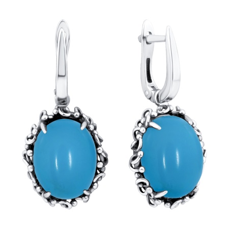 Купить оптом серьги из серебра с бирюзой 2310Б25805 от Krasnoe