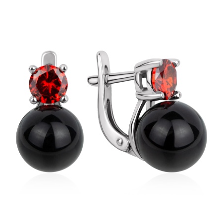 Купить оптом серьги из серебра с агатами и фианитами 2340395657-20 от Krasnoe