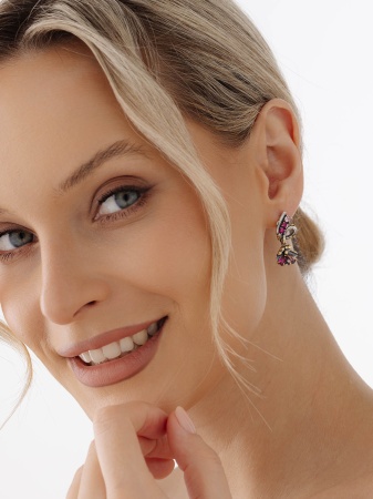 Купить оптом серьги из серебра с ситаллами и фианитами 2317872129л-107 от Krasnoe