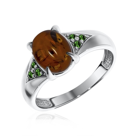 Купить оптом кольцо из серебра с янтарёмсо шпинелью 1340860372-57-1 от Krasnoe