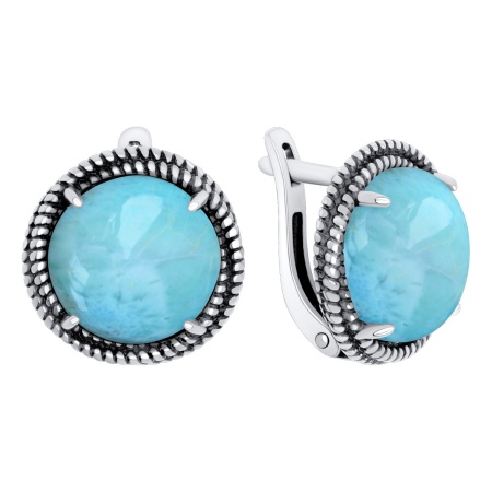 Купить оптом серьги из серебра с ларимарами 2310Л15747 от Krasnoe