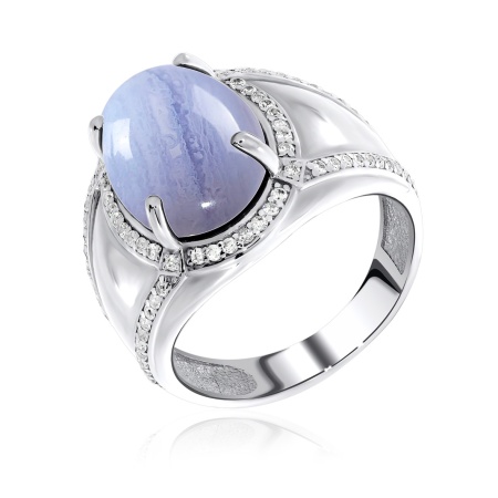 Купить оптом кольцо из серебра с агатом и фианитами 1340390989л-84 от Krasnoe