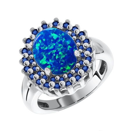 Купить оптом кольцо из серебра с опалом, ситаллами и наносапфирами 1348250150л-82 от Krasnoe