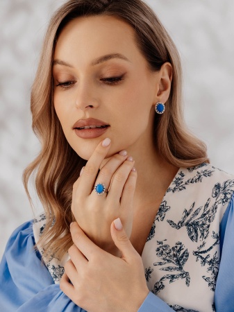 Купить оптом серьги из серебра с агатами и фианитами 2340390973л-70 от Krasnoe