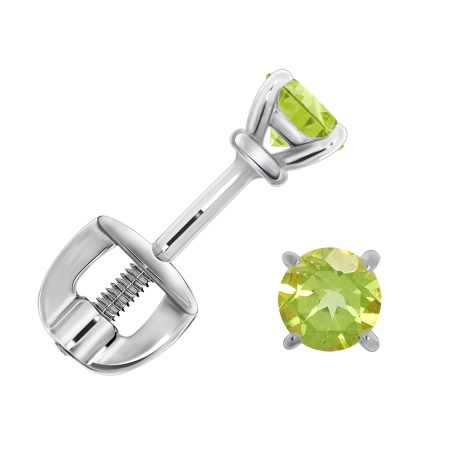 Купить оптом пусеты из серебра с хризолитами П340130435 от Krasnoe