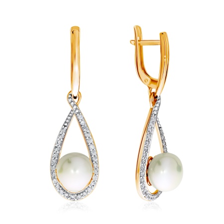 Купить оптом серьги из серебра с жемчугами и фианитами 2329050804-1 от Krasnoe