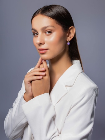 Купить оптом серьги из серебра с чароитами 2340465174 от Krasnoe