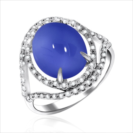 Купить оптом кольцо из серебра с халцедоном и фианитами 1340600194-80 от Krasnoe