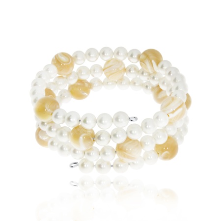 Купить оптом браслет на нити с проволока (с памятью)ом, перламутрами и жемчугами 4500499425-12 от Krasnoe