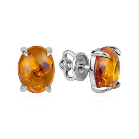 Купить оптом пусеты из серебра с янтарём 2340486607 от Krasnoe