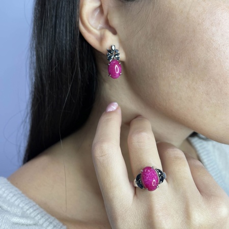 Купить оптом серьги из серебра с агатами и фианитами 2348390886-2-37 от Krasnoe