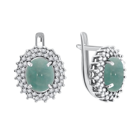 Купить оптом серьги из серебра с амазонитами и фианитами 2340370145л от Krasnoe