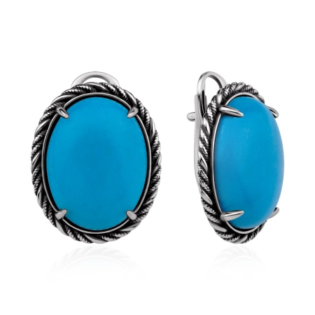 Купить оптом серьги из серебра с бирюзой 2310Б26399 от Krasnoe