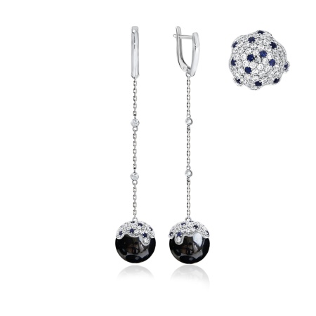 Купить оптом серьги из серебра с агатами, ситаллами и фианитами 2340390840л-20 от Krasnoe