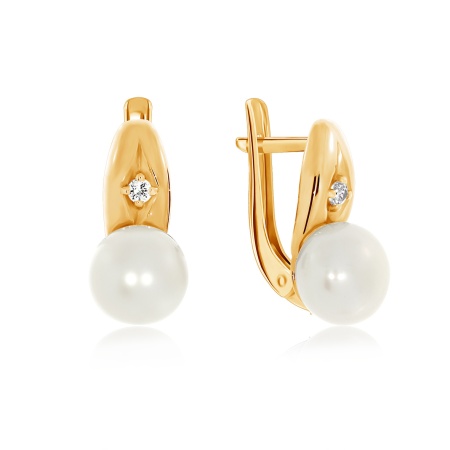 Купить оптом серьги из серебра с жемчугами и фианитами 2320050892 от Krasnoe