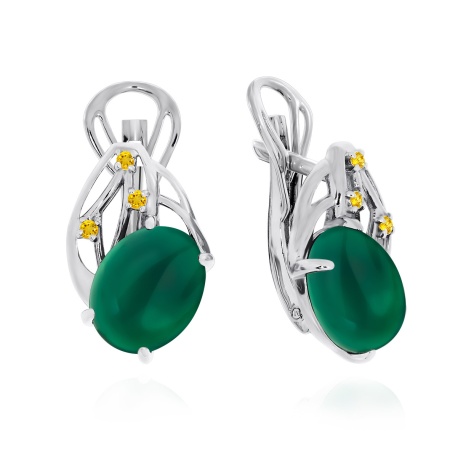 Купить оптом серьги из серебра с агатами и фианитами 2340390985-61 от Krasnoe