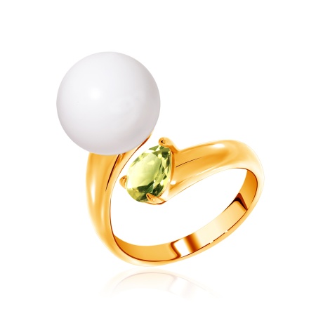 Купить оптом кольцо из серебра с агатом и хризолитом 1320871396-1-77 от Krasnoe