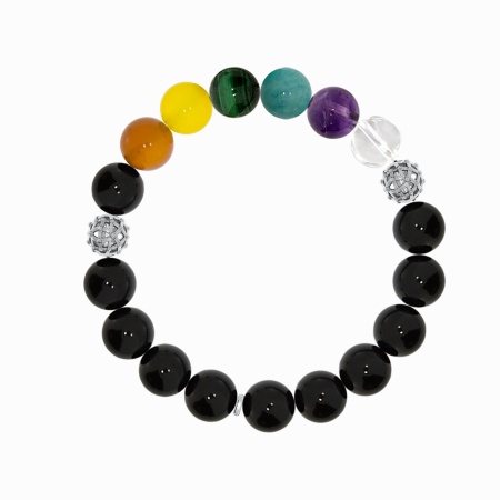 Купить оптом браслет из серебра с аметистом, хрусталём, амазонитом, малахитами и агатами 4340876465-18 от Krasnoe