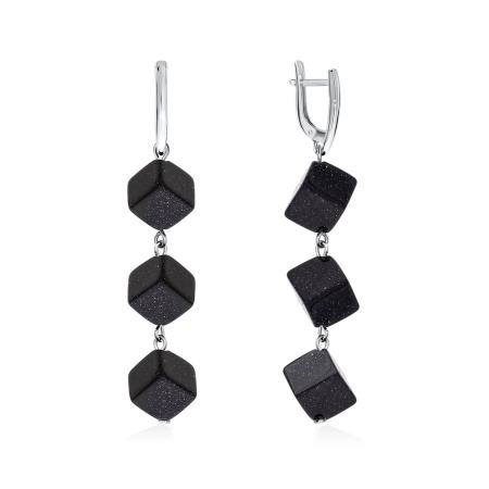 Купить оптом серьги из серебра с синтетическими авантюринами 2340360311-80 от Krasnoe