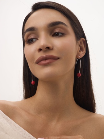 Купить оптом серьги из серебра с кораллами 2340281063 от Krasnoe