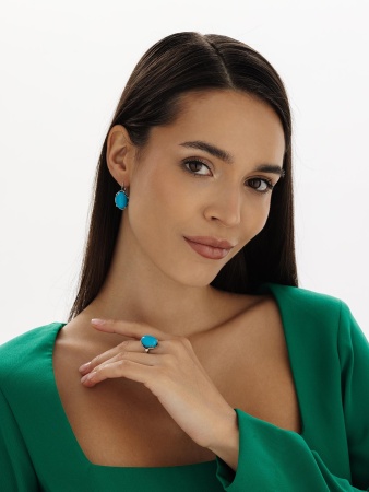 Купить оптом серьги из серебра с бирюзой 2340311997 от Krasnoe