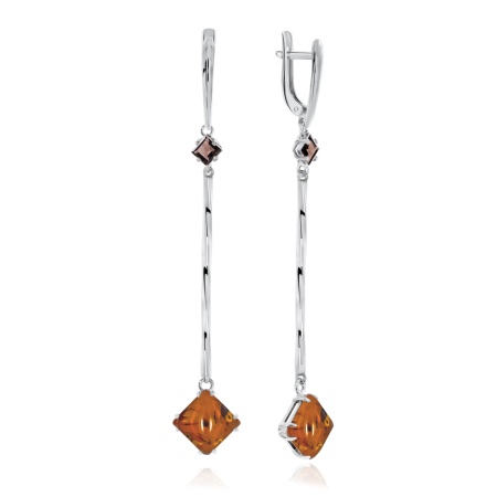 Купить оптом серьги из серебра с топазами и янтарём 2340481147-42 от Krasnoe